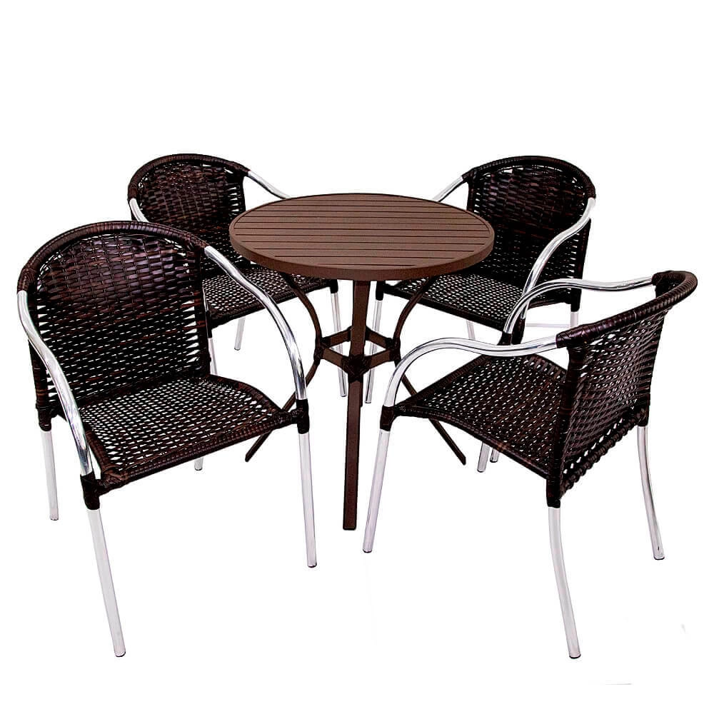 Mesa Ripada 80cm + 4 cadeiras empilháveis