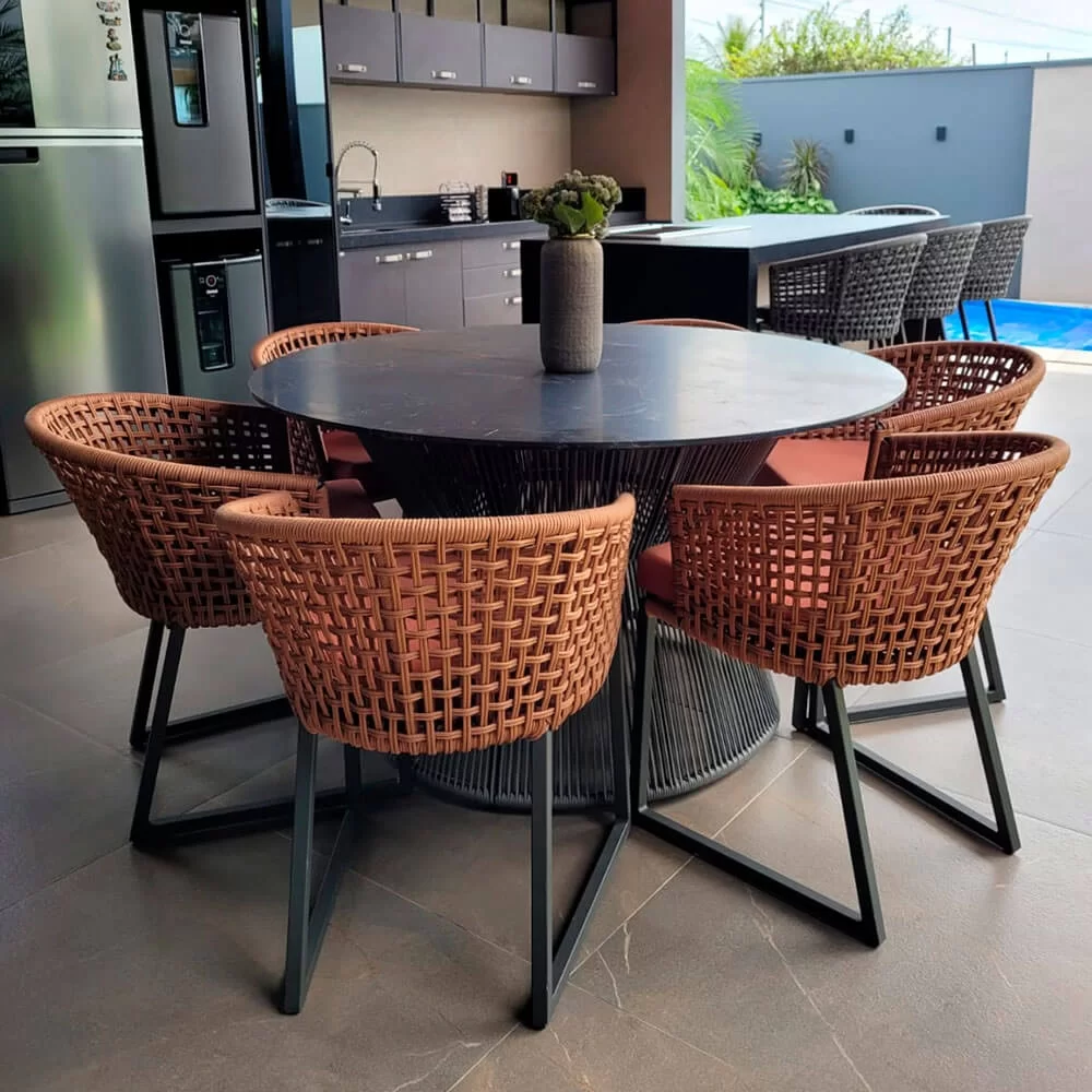 Base de mesa + 6 Poltronas Bella Corda Náutica